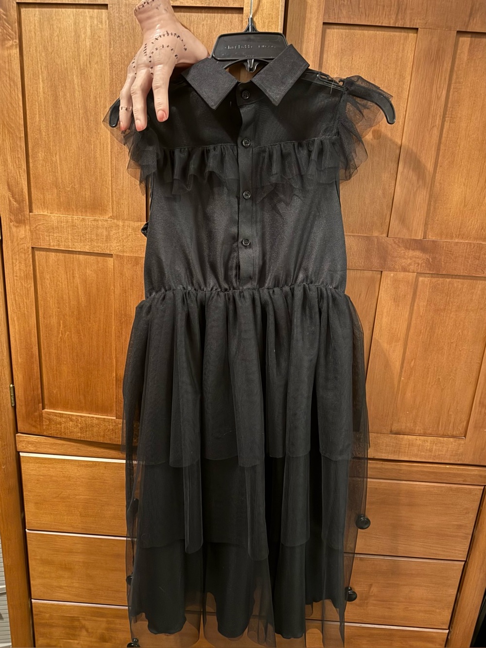 Wednesday Addams Rave'N Dance Costume Dress & Thing Hand Prop - Girls 11-12Y